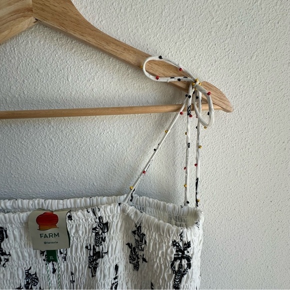 FARM Rio Black and White Midi Dress with Green and Gold Accents - Picture 4 of 8